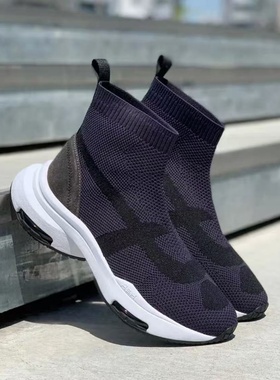 ASH女鞋高帮网布编织弹力透气增高气垫缓震休闲运动鞋AL340F40021