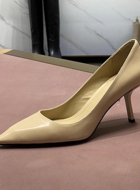 STELLALUNAA露娜简约高跟鞋尖头浅口真皮细高跟单鞋女SL322001