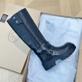 ASH女鞋 2025秋冬皮带扣机车靴圆头厚底增高侧拉链长靴AP303L12021