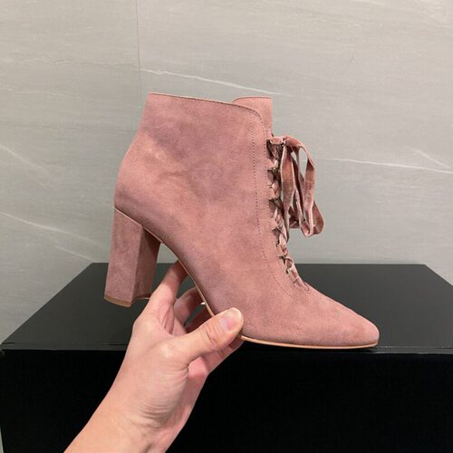 luxuryrebel秋冬系带优雅女短靴