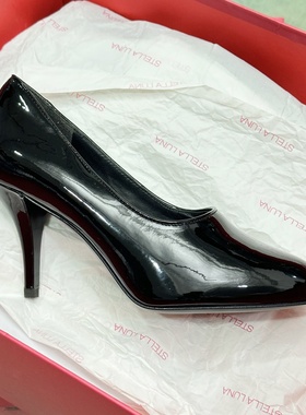 STELLALUNA 秋冬圆头浅口复古高跟鞋优雅细跟通勤单鞋女SLP318028