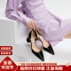 小露娜S SS17249 一字带尖头凉鞋 STELLA春夏粗跟优雅半凉女鞋