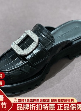 露娜女鞋SL松糕底穆勒鞋钻扣牛皮包头增高厚底外穿拖鞋女SL122104