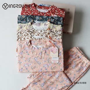 莹柔中老年奶奶纯棉套装 老人家居服老太太妈妈秋衣秋裤 套装 保暖衫