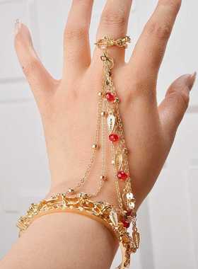 汉服敦煌飞天手镯手链串珠铃铛戒指一体异域风情手链新中式配饰