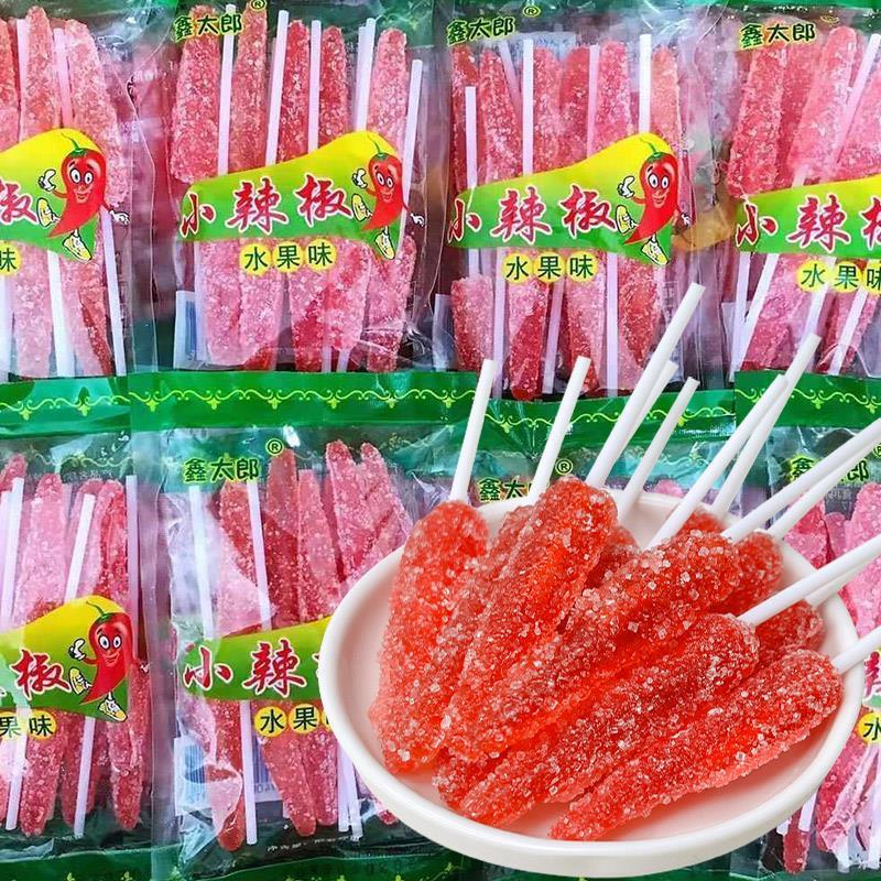 80后经典怀旧老零食小辣椒糖90后童年小时候稀奇古怪的棒棒糖果