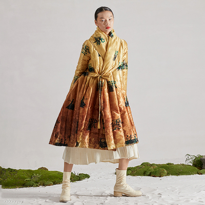 中长款过膝款羽绒服中国风a字版