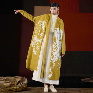 外披J33Z2057 开衫 界内界外设计感慵懒风中长款 宽松女植绒毛针织衫