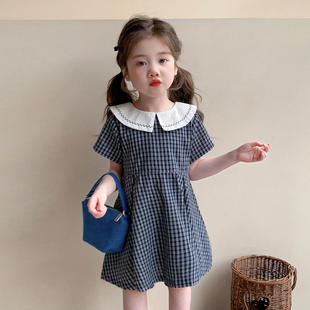 女童春装裙子套装时髦森系格子裙小儿童春款针织开衫连衣裙两件套