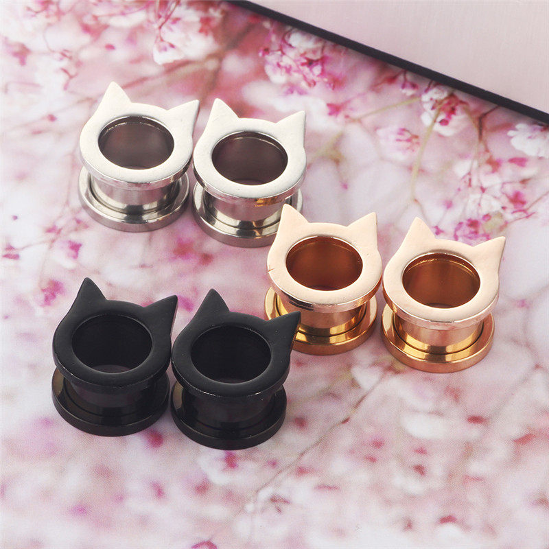 个性不锈钢扩耳器耳扩耳钉猫咪耳洞撑大器耳廓耳环男女穿刺耳饰品