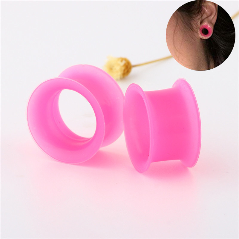 粉色空心硅胶扩耳器耳扩穿刺饰品