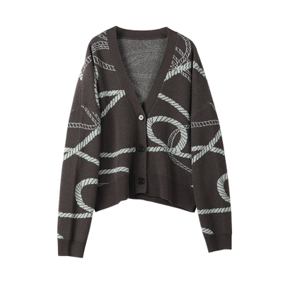 易菲100%绵羊毛外套宽松针织开衫