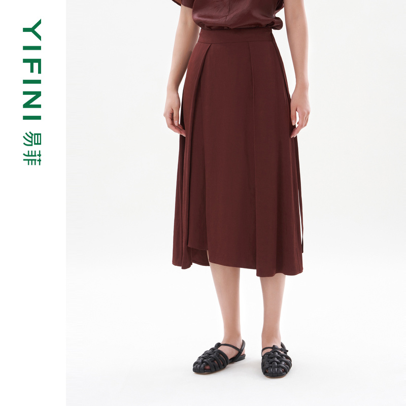 易菲莨绸系列亚麻混纺A字裙