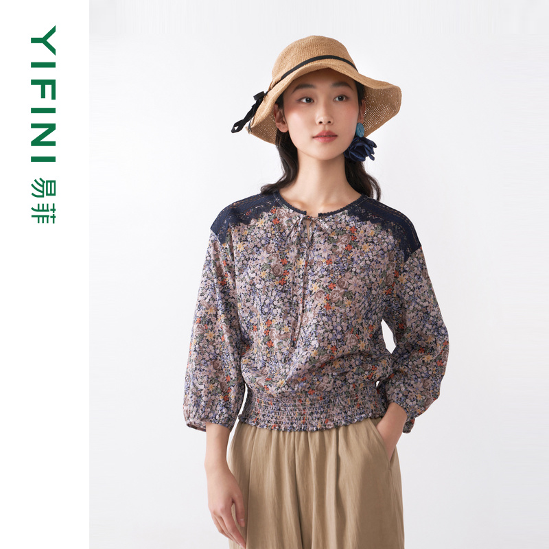 易菲全棉织造印花艺术套头衫
