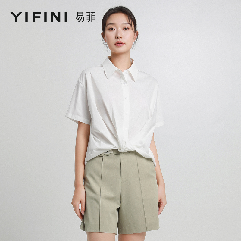 易菲时尚宽松套头衬衫上衣