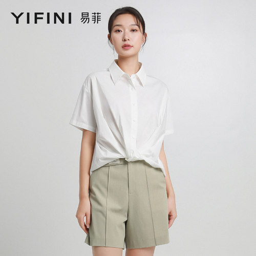 易菲时尚宽松套头衬衫上衣
