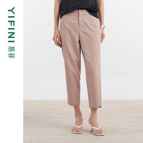 易菲休闲锥型经典款通勤八分裤