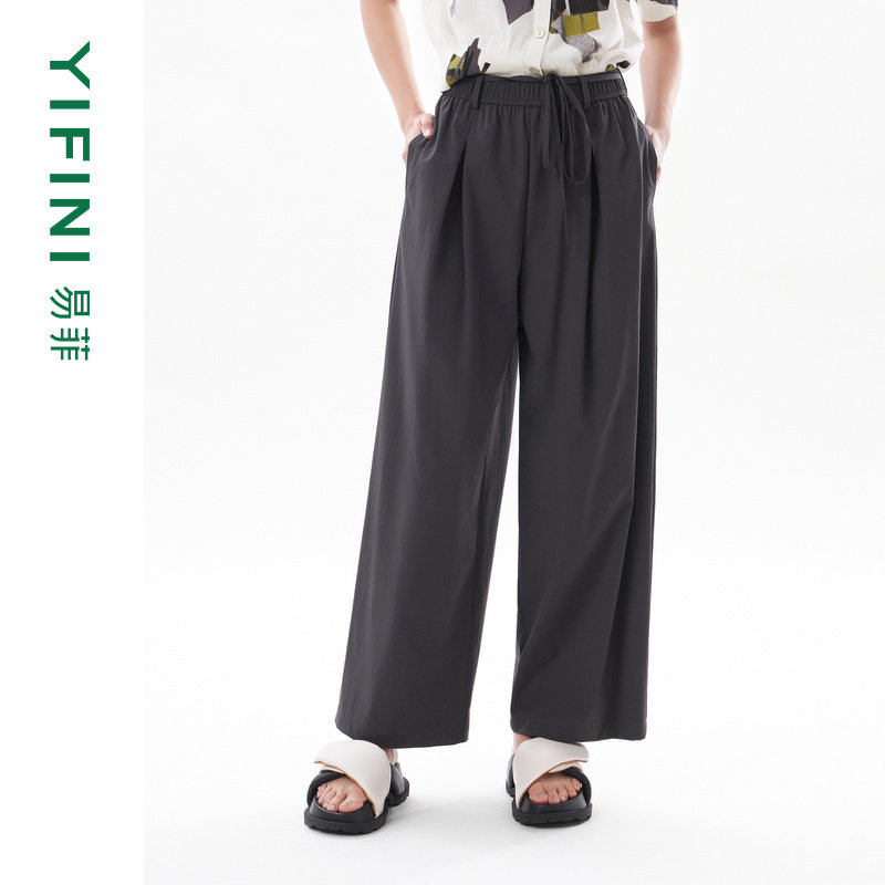 [专柜同款]Yifini/易菲宽松休闲直筒裤女士夏季新款通勤阔腿长裤 - 易菲服饰旗舰店出品