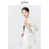 易菲天丝薄款 宽松七分袖 西装 Yifini 女初秋新款 简约通勤外套