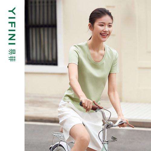 易菲短袖休闲桑蚕丝T恤