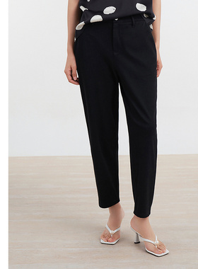 [专柜同款]Yifini/易菲经典黑色利落简约小脚九分牛仔裤D04K1607