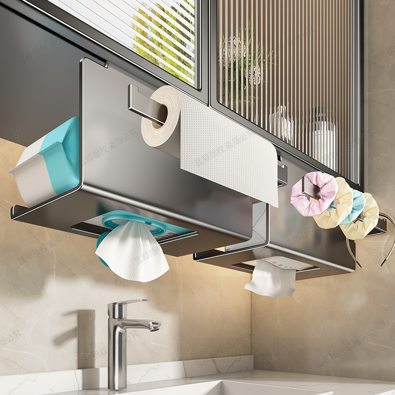 免打孔壁挂式浴室纸巾盒卫生间