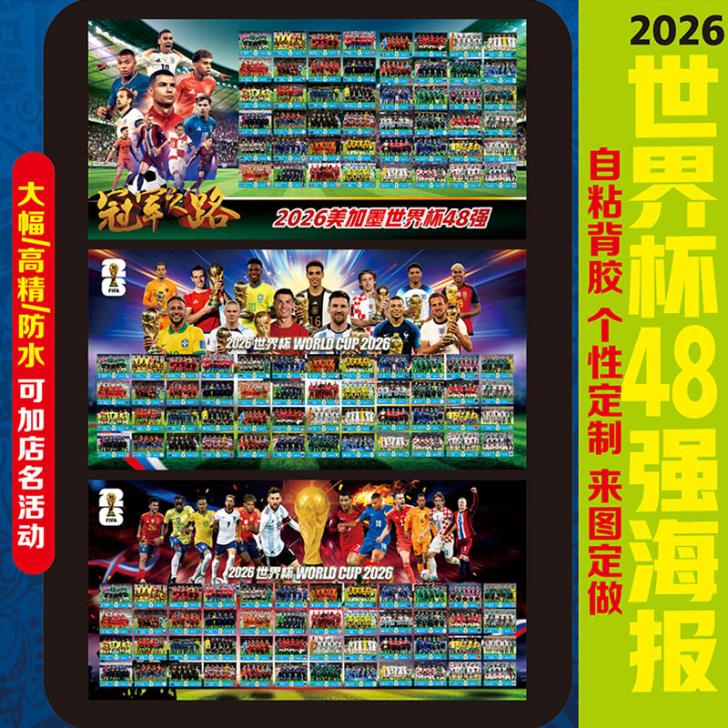 2026美加墨世界杯48强赛前合影海报墙贴足球明星全家福球星画挂图