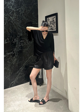 AME  随性时髦    落袖设计款醋酸凉感肌理显瘦上衣ZE05SZYL1358