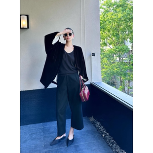 紫紫丝绒袍黑天鹅系列开衫 廓形宽松百搭气质高端外套秋 女2025新款