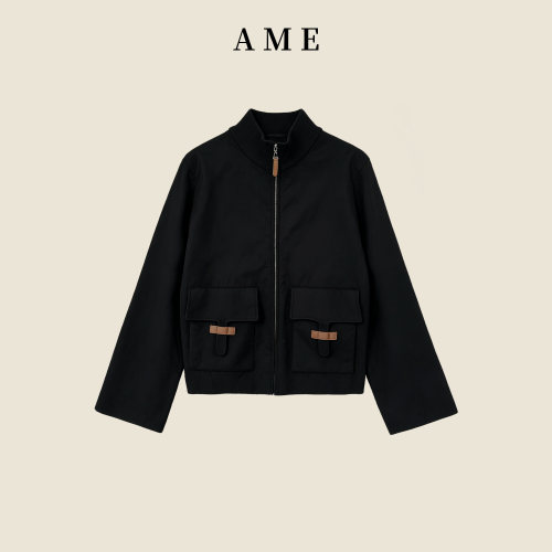 AME 隽永毛衣 高阶重工皮扣马术重磅针织上衣ZE06WMYL1453