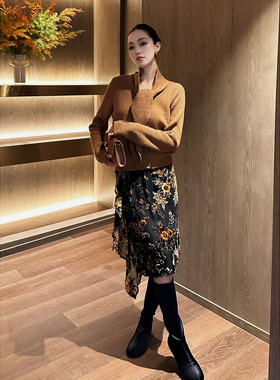 AME 莫里斯花园裙 立体植绒提花不规则剪裁半身裙设计感小众半裙