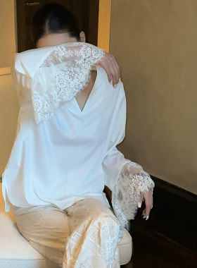 新经典蕾丝弧线筋骨棉衬衫女