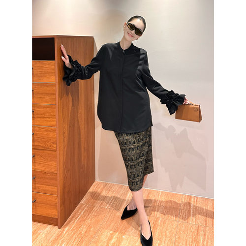 AME卷花衬衫宫廷衬衫