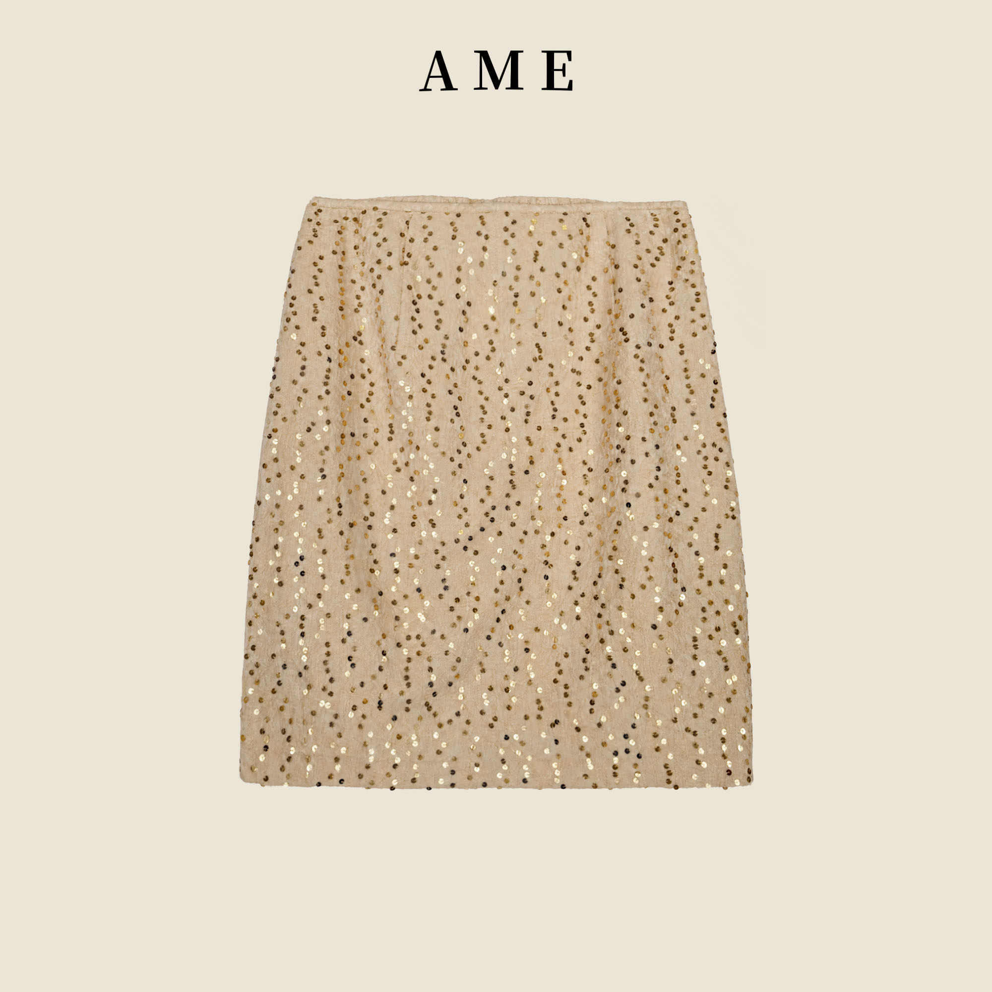 AME 灿灿裙   松紧腰三季千金风亮片百搭肌理短裙ZE01BZHJ559