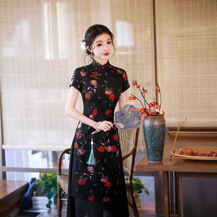 2026春夏新款中式时尚改良女士妈妈奥黛连衣裙长款气质显瘦大肚子