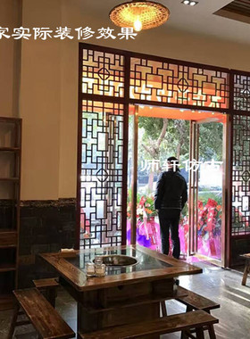 东阳木雕全实木榆木花格门窗玄关吊顶隔断电视背景墙落地罩可定制
