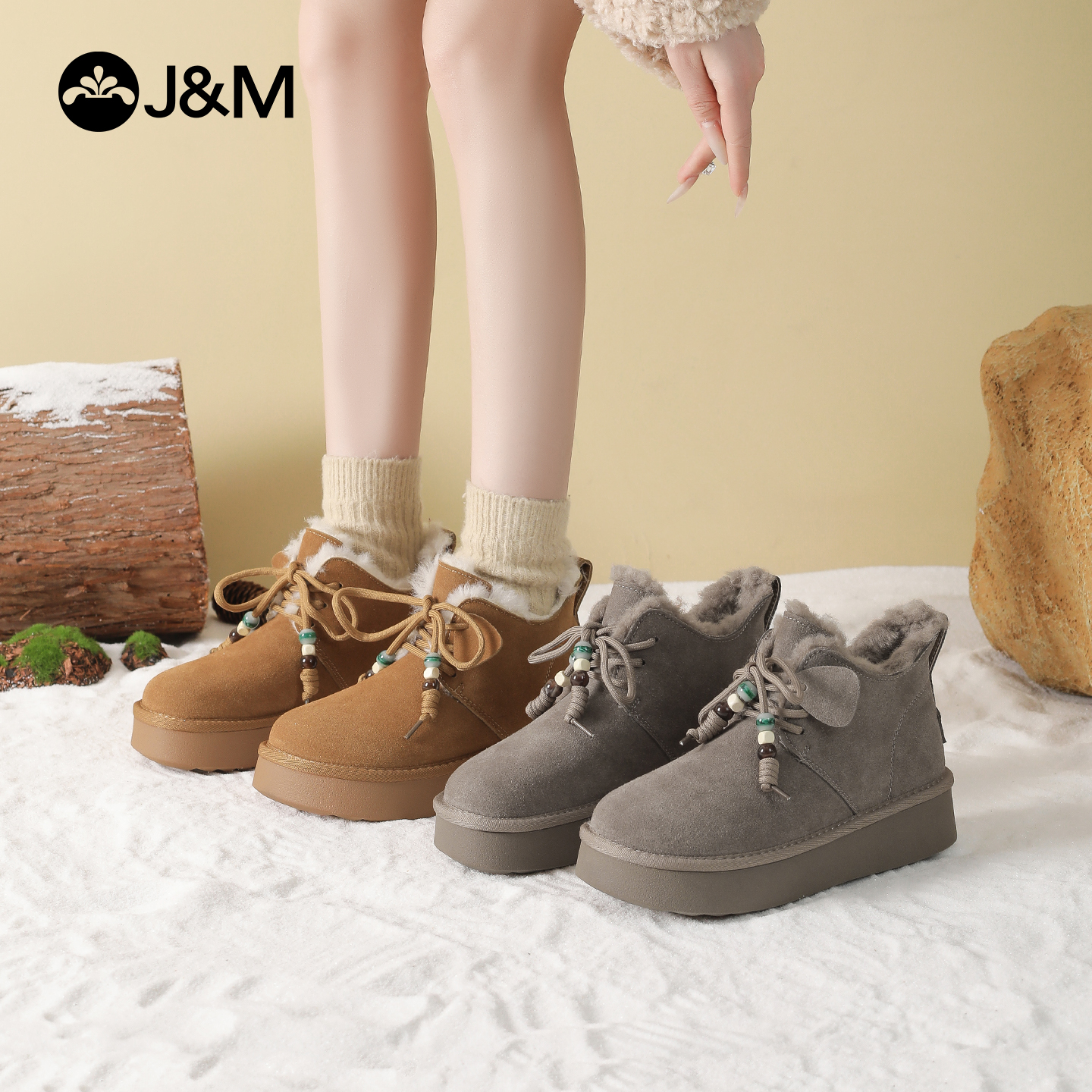 快乐玛丽毛毛鞋加绒保暖厚底防滑