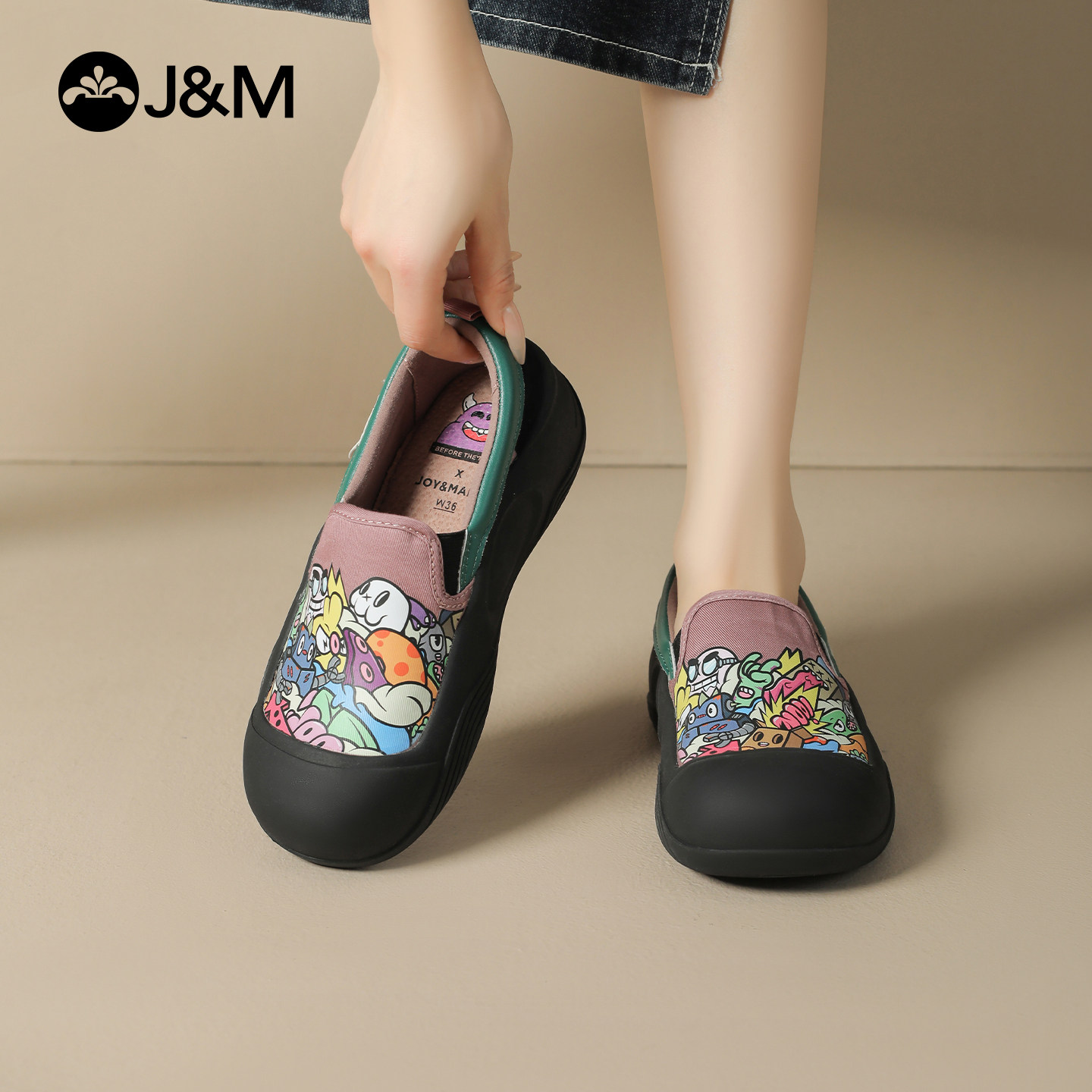 快乐玛丽乐福鞋女2026春季新款休闲厚底增高懒人一脚蹬单鞋帆布鞋,女鞋,乐福鞋（豆豆鞋）,淘宝优惠券,粉丝福利购,淘宝优惠卷