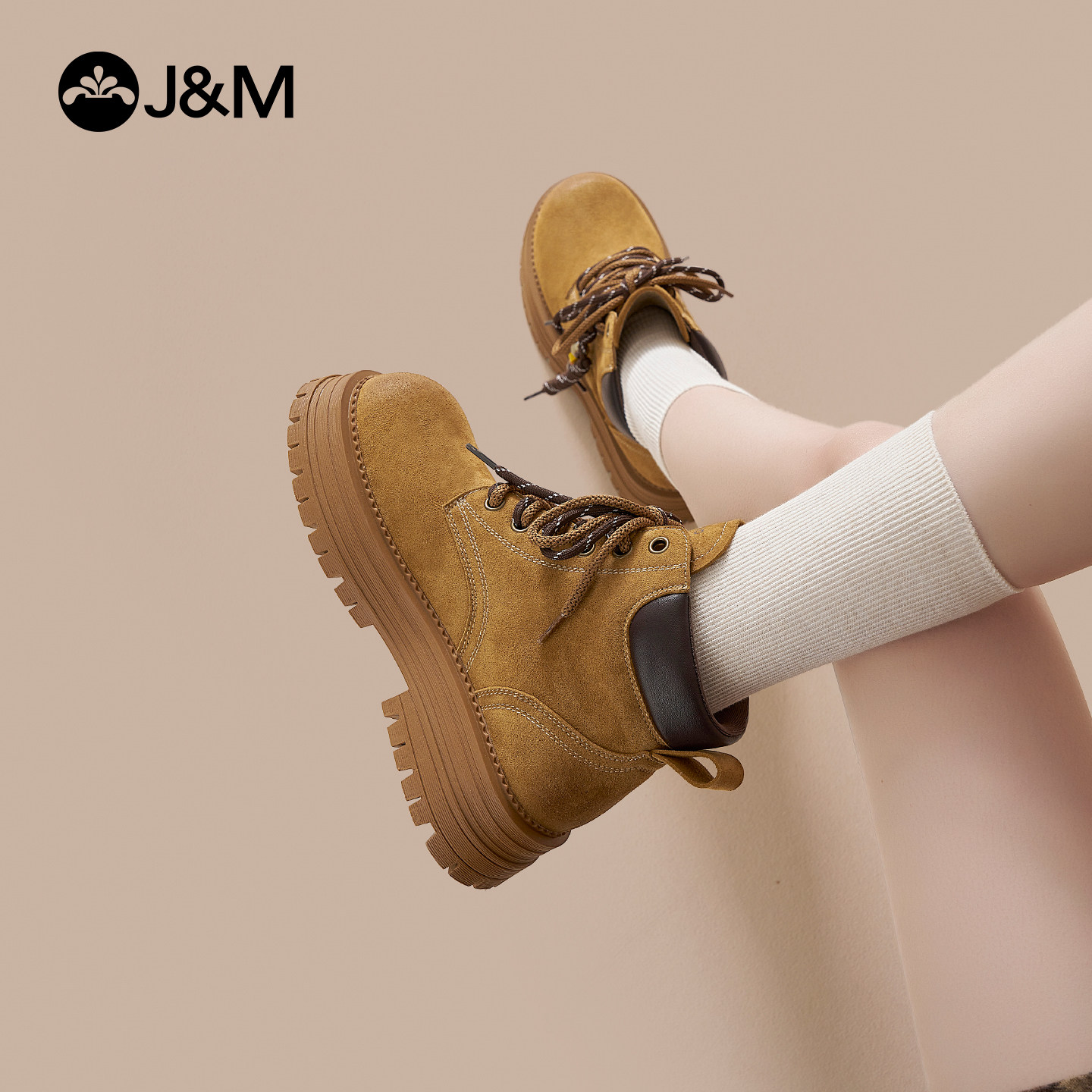 快乐玛丽马丁靴女2026春季新款时尚复古厚底踢不烂大黄靴时装靴,女鞋,马丁靴,淘宝优惠券,粉丝福利购,淘宝优惠卷