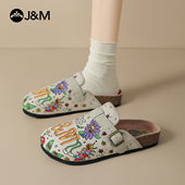 休闲一脚蹬户外沙滩凉鞋 外穿夏2026新款 女拖鞋 快乐玛丽包头勃肯鞋