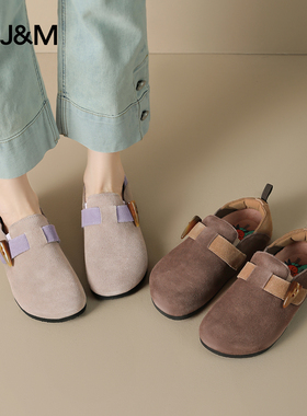 快乐玛丽勃肯鞋女2025秋季新款复古休闲平底一脚蹬懒人单鞋博肯鞋