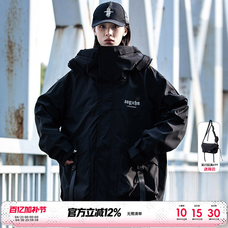 AOGZ国潮牌鱼嘴工装外套男女秋冬新款美式痞帅机能风情侣冲锋夹克