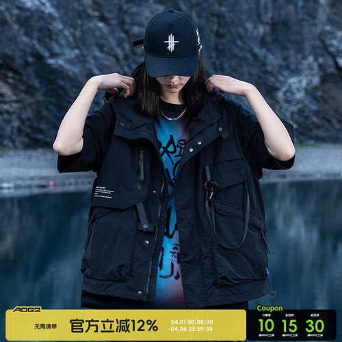 美式连帽马甲机能风工装战术背心