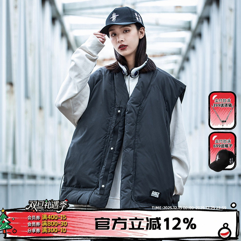 AOGZ潮牌道袍棉马甲男女生2025新款秋冬季日系复古坎肩马夹外套潮