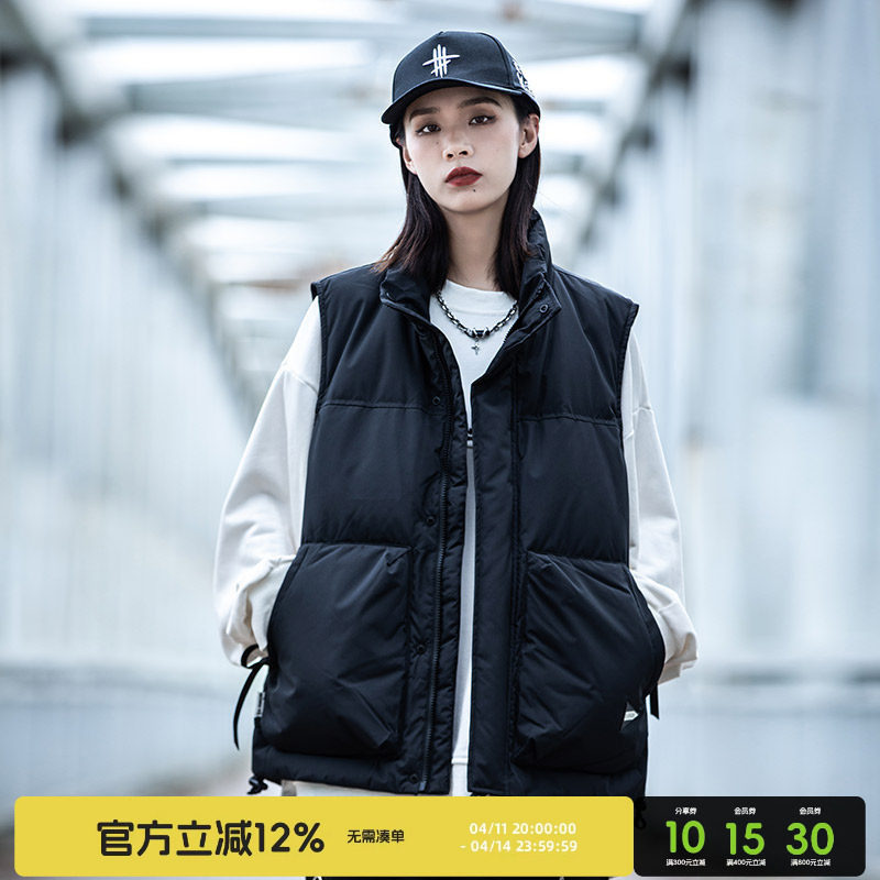 AOGZ国潮牌立领羽绒服马甲男女冬季新款外穿背心情侣坎肩工装外套