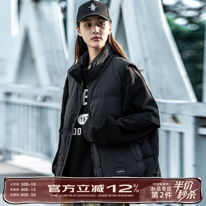 AOGZ大口袋拉链立领防风羽绒马甲男冬季加厚保暖工装休闲背心外套