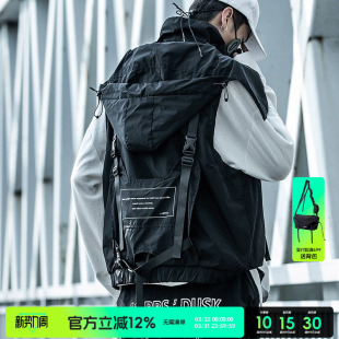 AOGZ国潮牌机能风马甲外套男春秋新款 战术背心 连帽多口袋坎肩工装