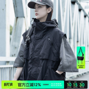 无袖 多口袋工装 坎肩外套 新款 AOGZ户外潮牌机能风连帽马甲男女夏季