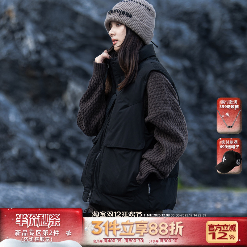 AOGZ工装羽绒马甲男2025新款冬季宽松加厚保暖爆款外套女外穿背心