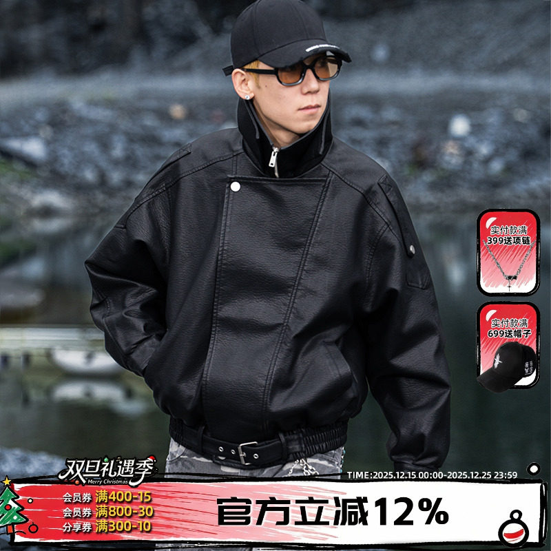 AOGZ新款美式复古风皮衣外套男女